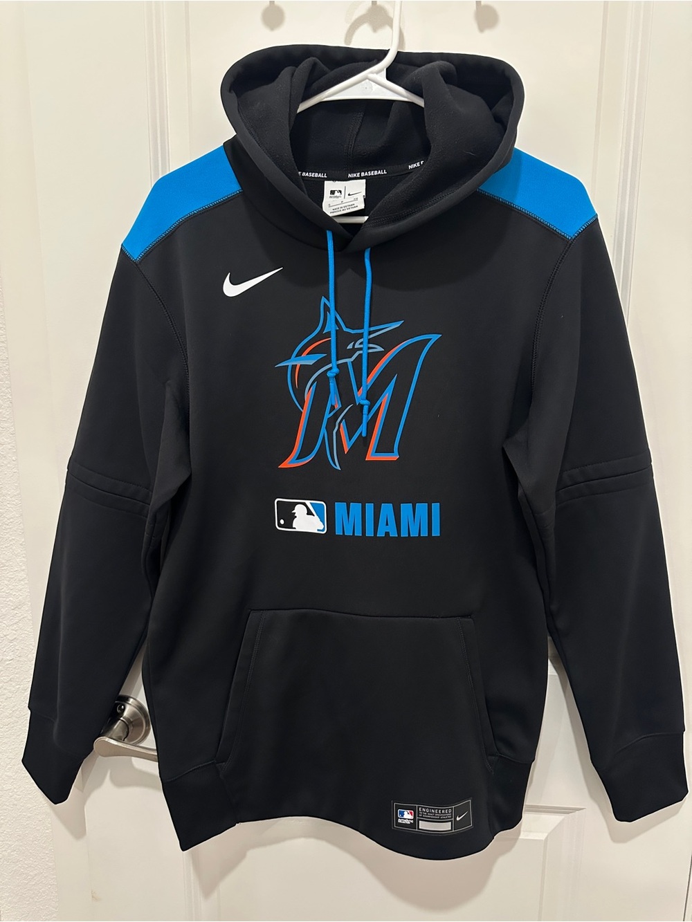 Nike Miami Marlins Hoodie Mens S Black Therma-Fit MLB Authentic Collection